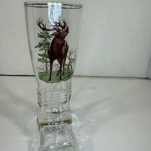 Vintage Beer BOOT‎  7" Shaped Moose Hunting Drinking Glass Barware Pilsner ?